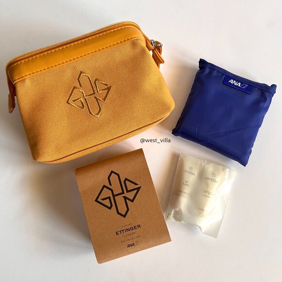 Ettinger London x ANA Airlines with Aveda Amenity Travel Pouch Case Yellow Gold - Picture 7 of 9